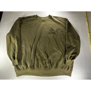 1990s USMC Sweater Mens 2XL‎ Olive Green Pullover Sweatshirt Marines